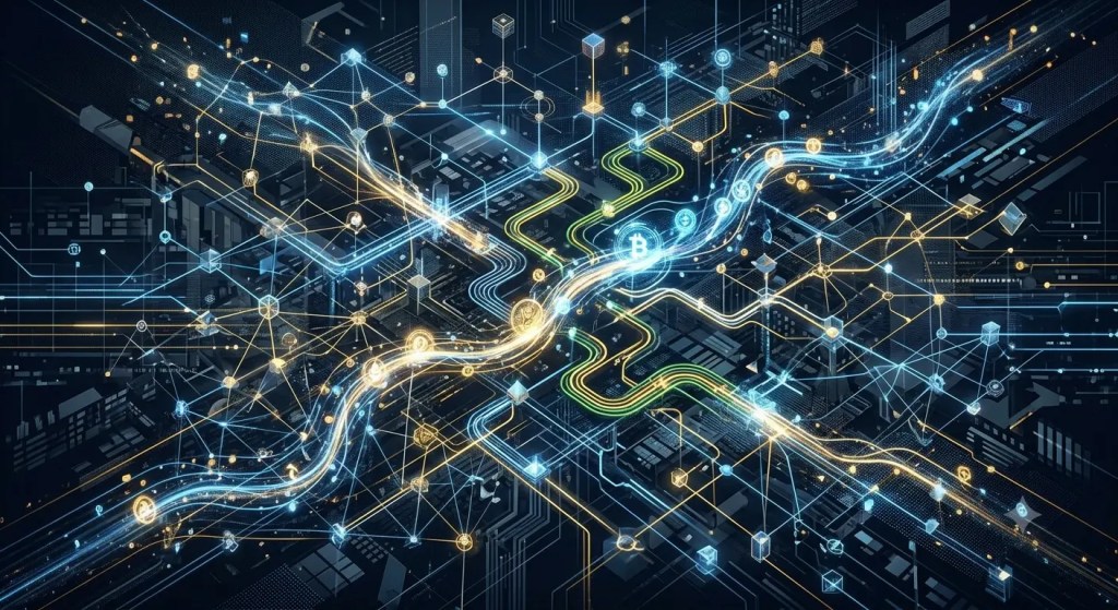 Crypto Tracing as a Compliance Requirement: What VASPs and Exchanges Need to Know 1 Diagram tracing illicit cryptocurrency fund flows across multiple wallet addresses and cross-chain bridges, with high-risk transactions flagged for AML compliance monitoring.