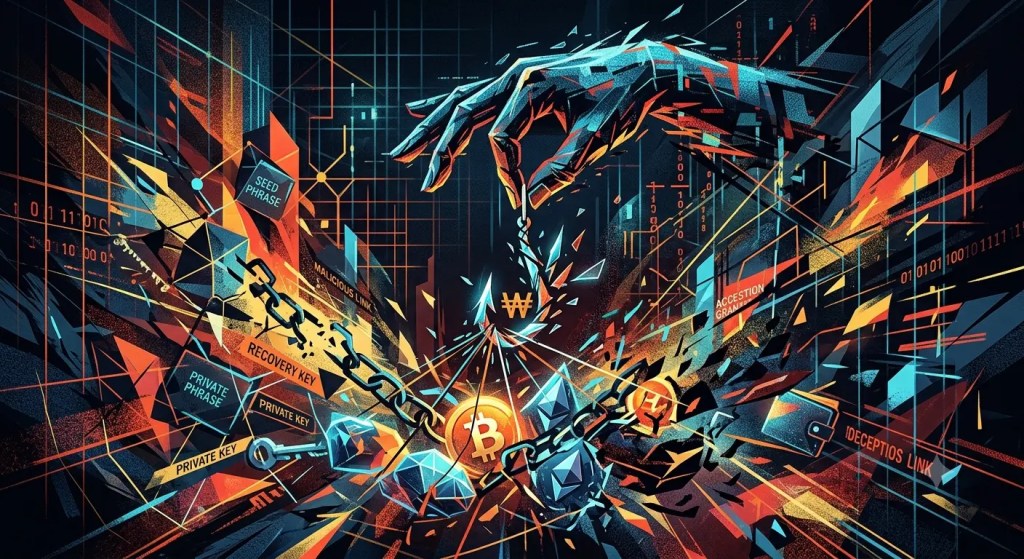What Is Phishing in Crypto? Managing the #1 Human-Layer Risk 1 Phishing in crypto illustrated by malicious links, stolen private keys, fake wallets, and compromised digital assets.