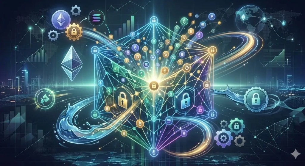 What is Total Value Locked (TVL) 1 Secure crypto network visualization illustrating Total Value Locked (TVL) metrics and liquidity.