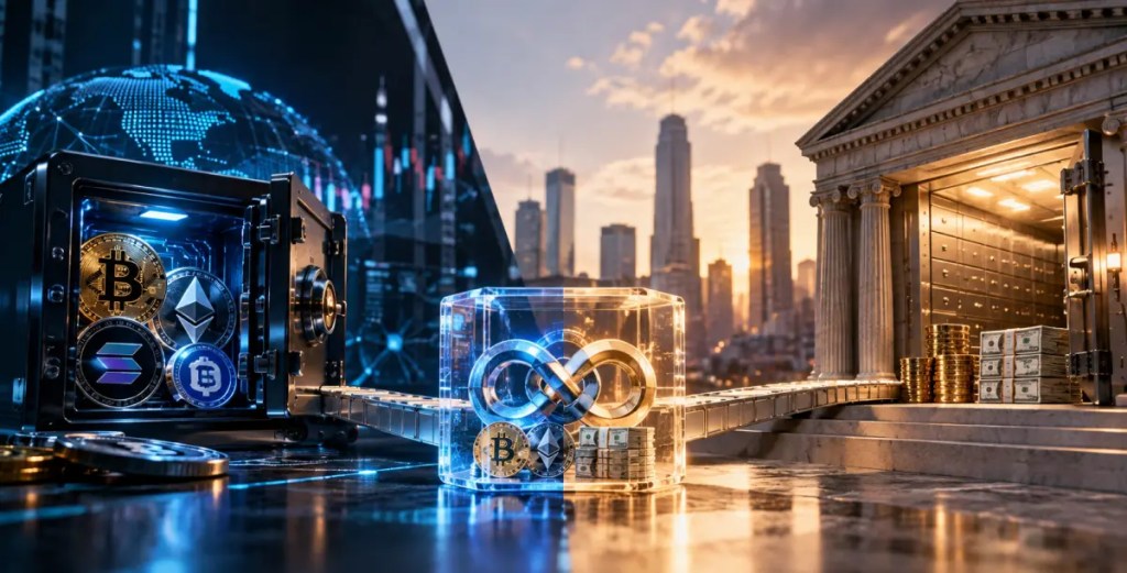 Institutional hybrid custody model bridging traditional banking and digital assets